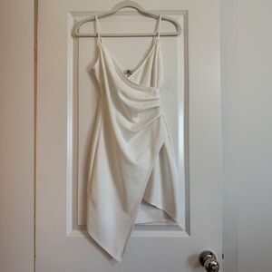 Lilyful White Asymmetrical Cowl Neck Dress